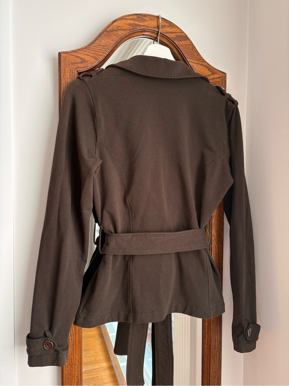 Smart Set y2k Belted Taupe Trench Style Sweater - Picture 2 of 3